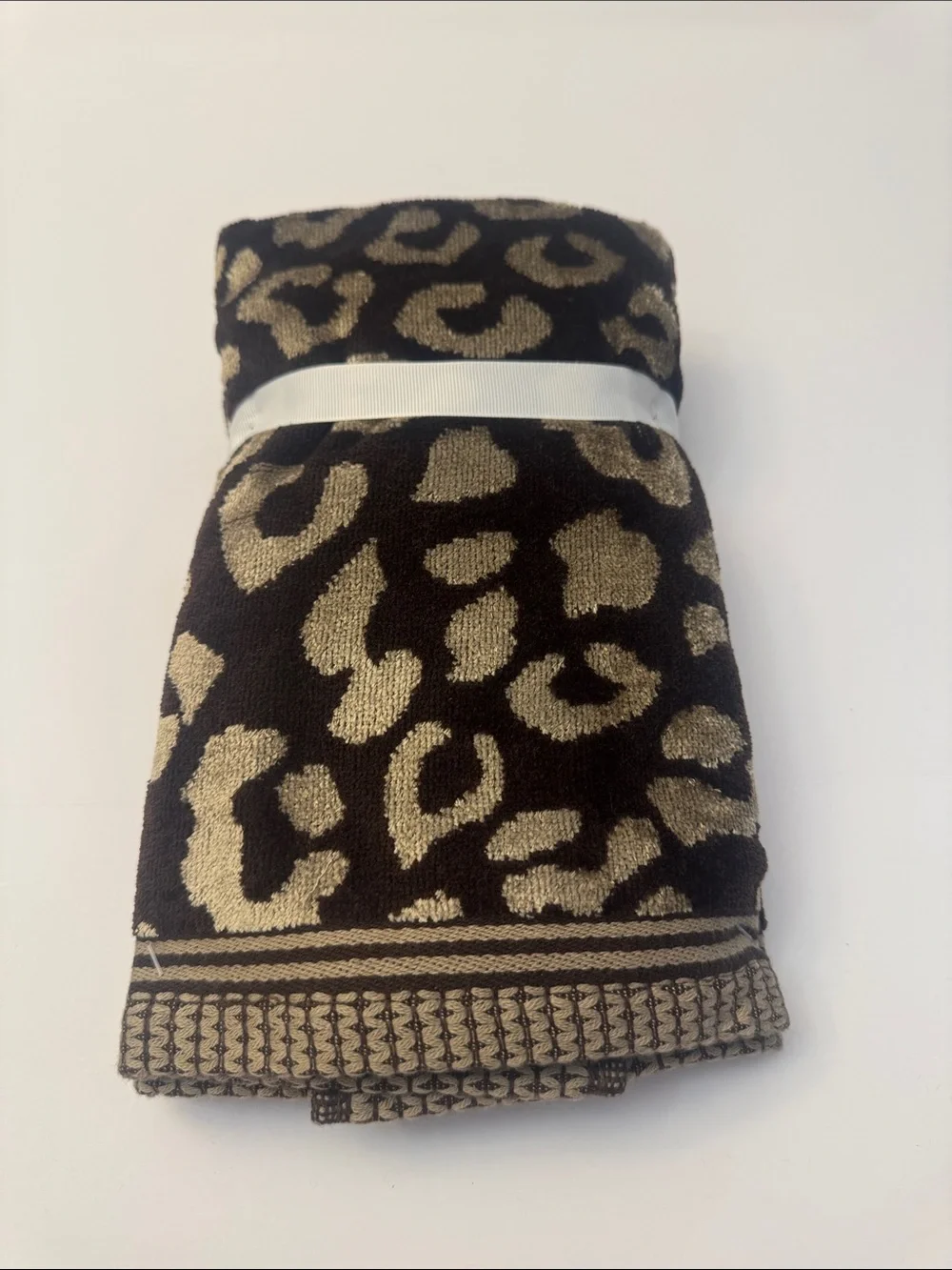 6pc RACHEL ZOE Cheetah Leopard Animal Print Bath Towel Set - Cotton/Viscose